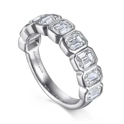 Online Gabriel & Co. 14K White Gold Bezel Emerald Cut Diamond Anniversary Band - 2.25 ct