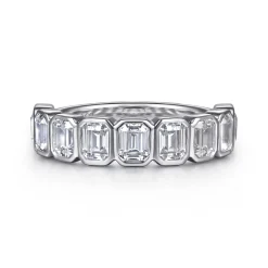 Online Gabriel & Co. 14K White Gold Bezel Emerald Cut Diamond Anniversary Band - 2.25 ct