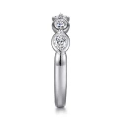 Best Gabriel & Co. 14K White Gold Bezel Oval 5 Stone Diamond Anniversary Band - 0.75 ct