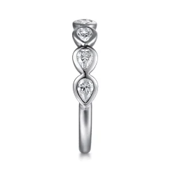 Clearance Gabriel & Co. 14K White Gold Bezel Pear Shape 7 Stone Diamond Anniversary Band - 0.7 ct