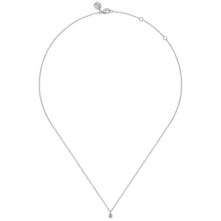 Best Gabriel & Co. 14K White Gold Bezel Set Diamond Pendant Necklace