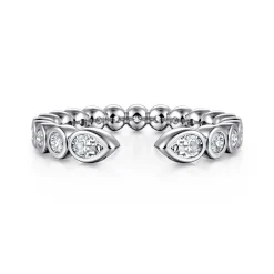 Hot Gabriel & Co. 14K White Gold Bezel Set Pear and Round Open Diamond Eternity Band - 0.5 ct