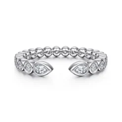 Online Gabriel & Co. 14K White Gold Bezel Set Pear and Round Open Diamond Eternity Band - 0.54 ct