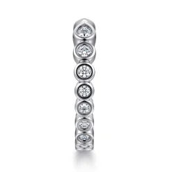 Clearance Gabriel & Co. 14K White Gold Bezel Set Pear and Round Open Diamond Eternity Band - 0.48 ct