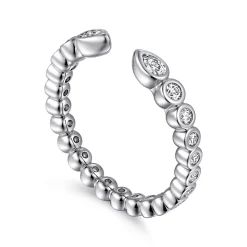 Best Gabriel & Co. 14K White Gold Bezel Set Pear and Round Open Diamond Eternity Band - 0.53 ct