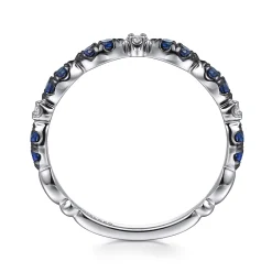 Online Gabriel & Co. 14K White Gold Black Rhodium Diamond and Blue Sapphire Stackable Ladies Ring