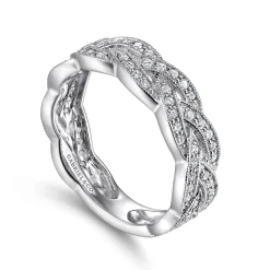 Outlet Gabriel & Co. 14K White Gold Braided Diamond Stackable Ring