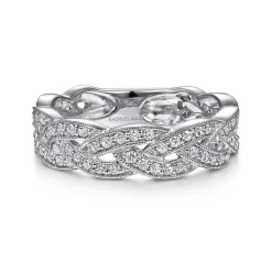 Outlet Gabriel & Co. 14K White Gold Braided Diamond Stackable Ring