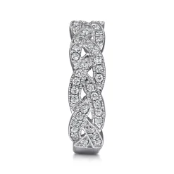 Outlet Gabriel & Co. 14K White Gold Braided Diamond Stackable Ring