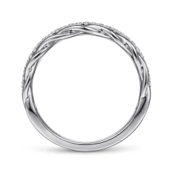 Clearance Gabriel & Co. 14K White Gold Braided Metal and Diamond Row Ring