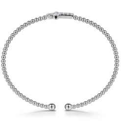 New Gabriel & Co. 14K White Gold Bujukan and Diamond Cross Split Bangle Bracelet