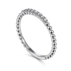 Discount Gabriel & Co. 14K White Gold Bujukan Bead and Diamond Stackable Ring