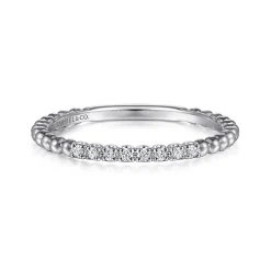 Discount Gabriel & Co. 14K White Gold Bujukan Bead and Diamond Stackable Ring