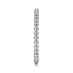 Discount Gabriel & Co. 14K White Gold Bujukan Bead and Diamond Stackable Ring