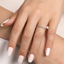 Discount Gabriel & Co. 14K White Gold Bujukan Bead and Diamond Stackable Ring