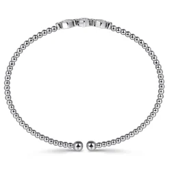 Best Gabriel & Co. 14K White Gold Bujukan Bead and Hexagon Cluster Diamond Bangle