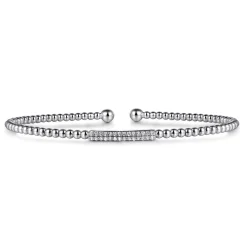 Gabriel & Co. 14K White Gold Bujukan Bead Bangle with Diamonds
