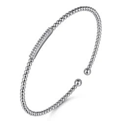 Gabriel & Co. 14K White Gold Bujukan Bead Bangle with Diamonds