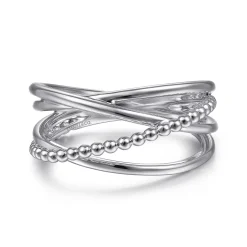 Online Gabriel & Co. 14K White Gold Bujukan Bead Criss Cross Ring