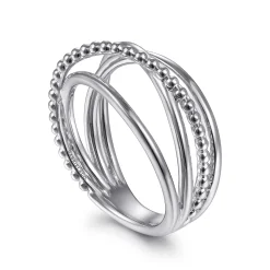 Online Gabriel & Co. 14K White Gold Bujukan Bead Criss Cross Ring