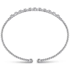 Hot Gabriel & Co. 14K White Gold Bujukan Bead Cuff Bracelet with Diamond Stations