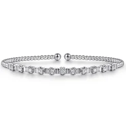 Hot Gabriel & Co. 14K White Gold Bujukan Bead Cuff Bracelet with Diamond Stations