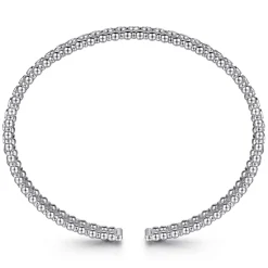 Gabriel & Co. 14K White Gold Bujukan Bead Cuff Bracelet with Diamond Bezel Connectors
