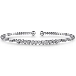 Gabriel & Co. 14K White Gold Bujukan Bead Diamond Bangle