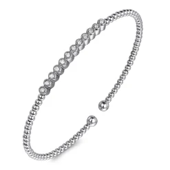 Gabriel & Co. 14K White Gold Bujukan Bead Diamond Bangle