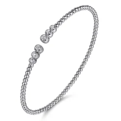Best Gabriel & Co. 14K White Gold Bujukan Bead Split Cuff Bracelet with Bezel Set Diamonds
