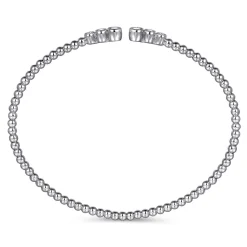 Best Gabriel & Co. 14K White Gold Bujukan Bead Split Cuff Bracelet with Bezel Set Diamonds