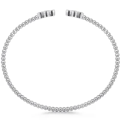 Outlet Gabriel & Co. 14K White Gold Bujukan Bead Split Cuff Bracelet with Quatrefoil Diamond Endcaps