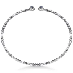 Sale Gabriel & Co. 14K White Gold Bujukan Bead Split Cuff Bracelet with Sapphire and Diamond