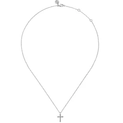 Best Gabriel & Co. 14K White Gold Bujukan Cross Diamond Pendant Necklace