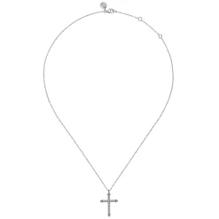 Outlet Gabriel & Co. 14K White Gold Bujukan Cross Diamond Pendant Necklace