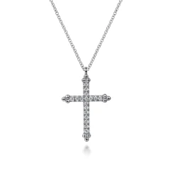 Outlet Gabriel & Co. 14K White Gold Bujukan Cross Diamond Pendant Necklace