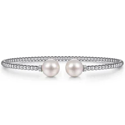 Outlet Gabriel & Co. 14K White Gold Bujukan Diamond and Pearl Split Bangle