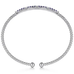 New Gabriel & Co. 14K White Gold Bujukan Diamond and Blue Sapphire Split Bangle