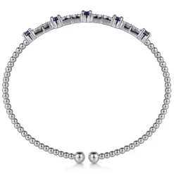 Clearance Gabriel & Co. 14K White Gold Bujukan Diamond and Blue Sapphire Cuff Bracelet