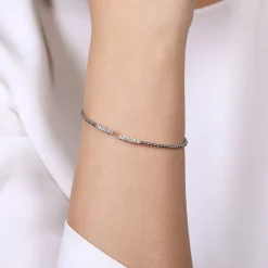 Discount Gabriel & Co. 14K White Gold Bujukan Diamond Bars Bangle