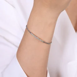 Discount Gabriel & Co. 14K White Gold Bujukan Diamond Bar Split Bangle
