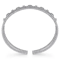 Clearance Gabriel & Co. 14K White Gold Bujukan Diamond Cluster Cuff Bangle