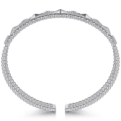 Hot Gabriel & Co. 14K White Gold Bujukan Diamond Cluster and Gold Pyramid Cuff Bangle