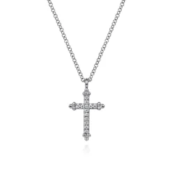 Hot Gabriel & Co. 14K White Gold Bujukan Diamond Cross Pendant Necklace
