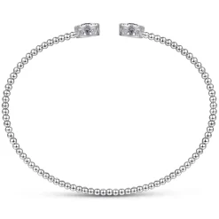 Online Gabriel & Co. 14K White Gold Bujukan Diamond Halo and Amethyst Bangle