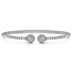 Best Gabriel & Co. 14K White Gold Bujukan Diamond Hexagon Split Bangle