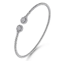 Best Gabriel & Co. 14K White Gold Bujukan Diamond Hexagon Split Bangle