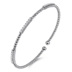 Hot Gabriel & Co. 14K White Gold Bujukan Diamond Stations Bangle