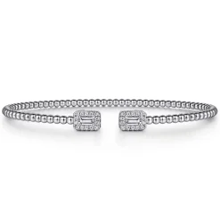 Gabriel & Co. 14K White Gold Bujukan Open Cuff Bracelet with Diamond Baguettes