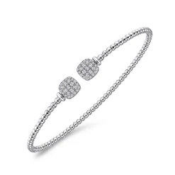 Best Gabriel & Co. 14K White Gold Bujukan Split Cuff Bracelet with Pave Diamond Squares
